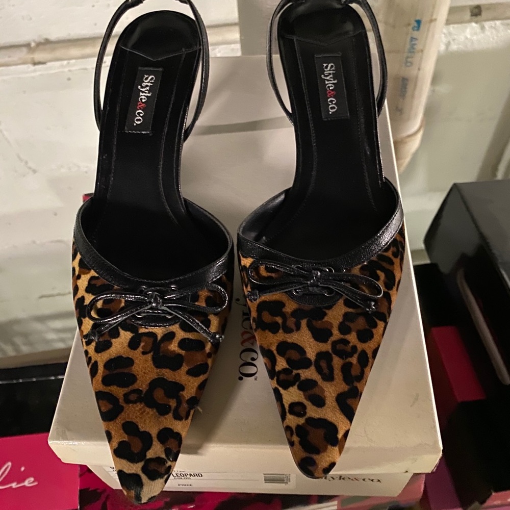Leopard Sling Back Heels